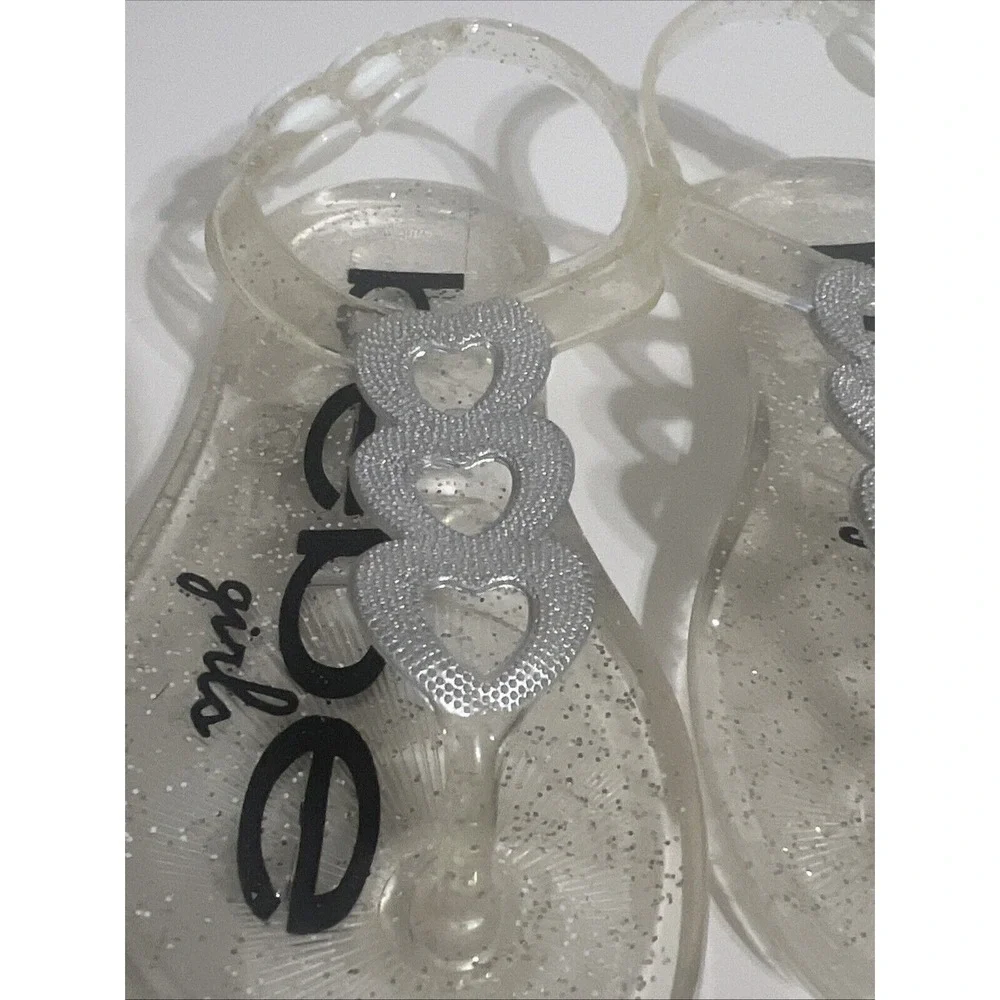 BEBE NEW LITTLE GIRLS JELLY SANDALS WITH HEART DETAIL SZ‎ (S) 4/5